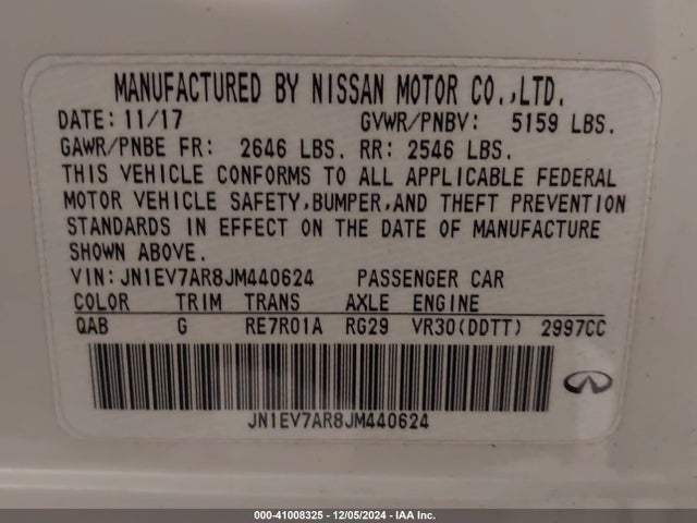 JN1EV7AR8JM440624 Infiniti Q50 3.0t Luxe