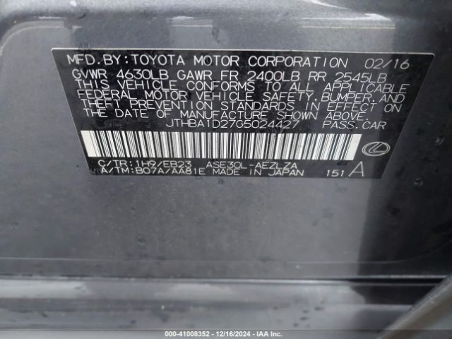 JTHBA1D27G5024427 Lexus IS 200T