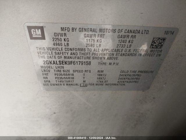 2GKALSEK9F6179158 GMC Terrain Slt-1