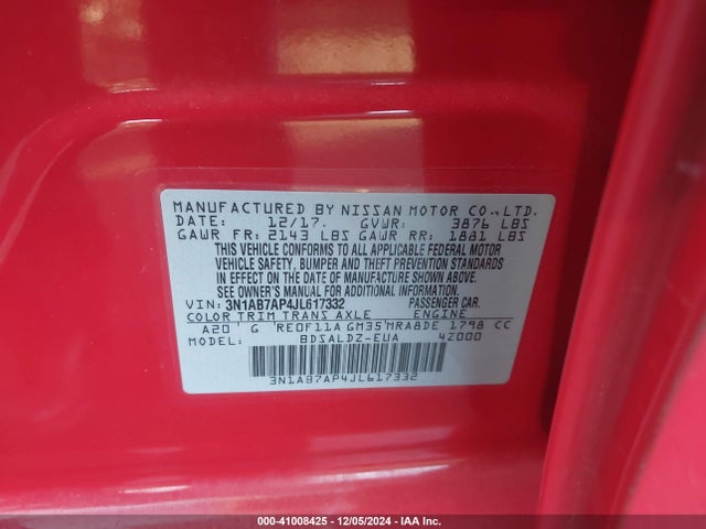 Nissan SENTRA SV 2018 3N1AB7AP4JL617332 Image 9