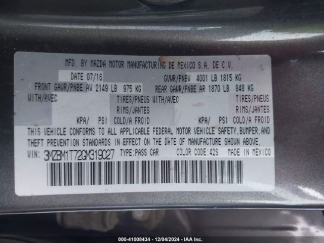 3MZBM1T72GM319027 Mazda Mazda3 I Sport