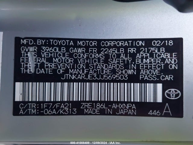 Toyota COROLLA IM 2018 JTNKARJE3JJ569503 Image 9