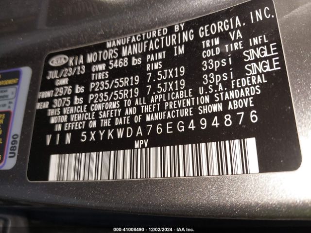5XYKWDA76EG494876 KIA Sorento Limited V6