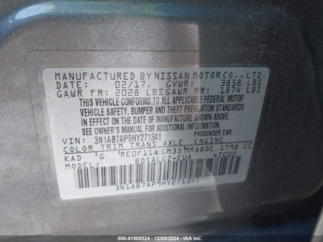 3N1AB7AP9HY271341 Nissan SENTRA SL