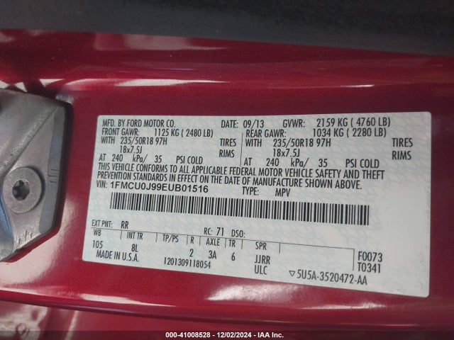 Ford Escape Titanium 2014 1FMCU0J99EUB01516 Image 9