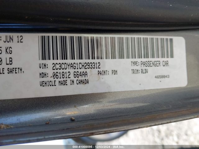 2012 DODGE CHALLENGER 2C3CDYAG1CH293312 Photo 8