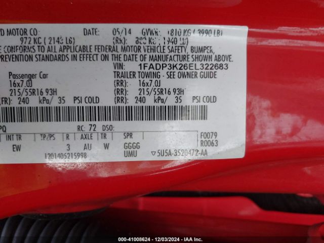 1FADP3K26EL322683 Ford FOCUS SE
