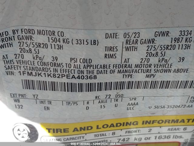 1FMJK1K82PEA40368 Ford Expedition Limited Max