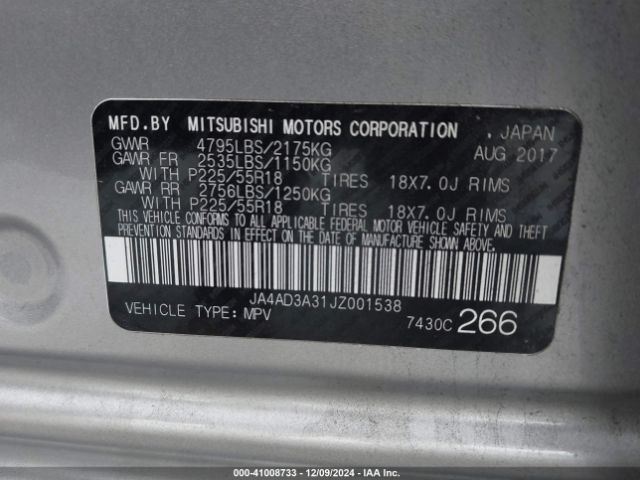2018 MITSUBISHI OUTLANDER JA4AD3A31JZ001538 Photo 8