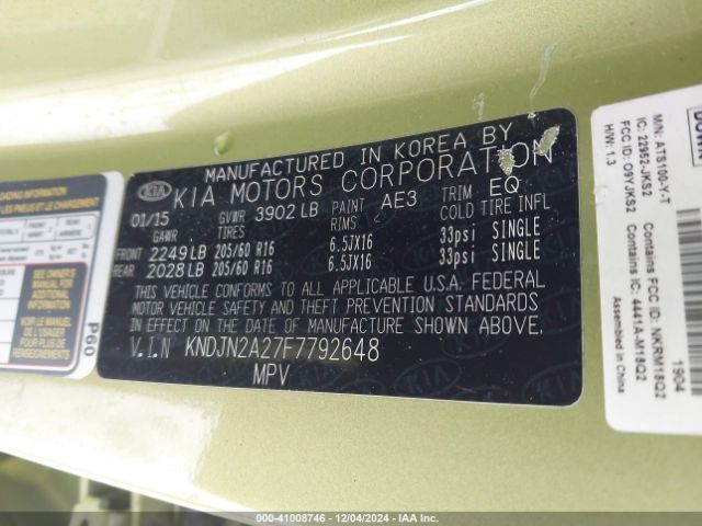 KNDJN2A27F7792648 KIA Soul