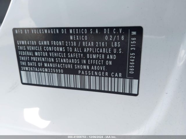3VW267AJ4GM325990 Volkswagen Jetta 1.4t S