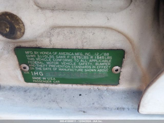 1989 HONDA CIVIC 1HGED3559KA027308 Photo 8