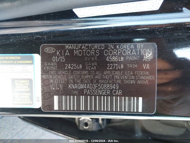 KNAGM4AD3F5088949 KIA OPTIMA HYBRID