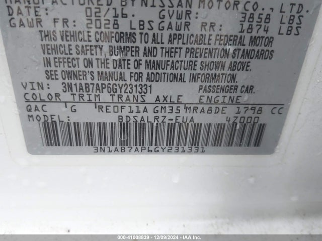 Nissan SENTRA SR 2016 3N1AB7AP6GY231331 Image 9