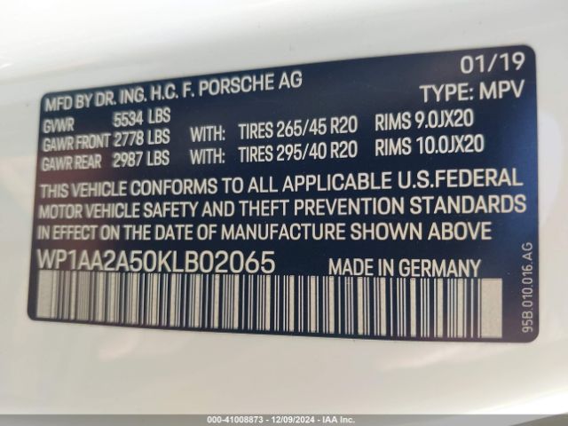 WP1AA2A50KLB02065 Porsche Macan