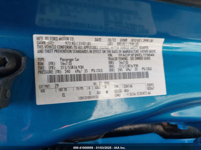 Ford FOCUS SE 2014 1FADP3F26EL179549 Image 9