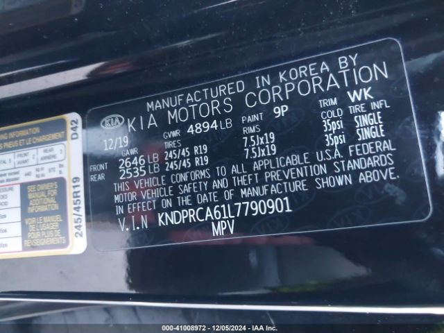 KNDPRCA61L7790901 KIA Sportage Sx Turbo