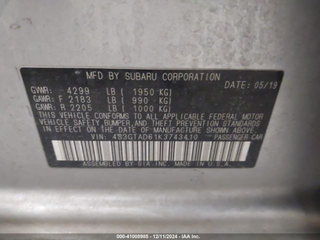 4S3GTAD61K3743410 Subaru Impreza 2.0i Premium