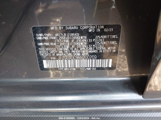 Subaru Crosstrek Premium 2024 JF2GUADC9RH200209 Image 9