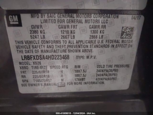 LRBFXDSA4HD223468 Buick Envision Essence