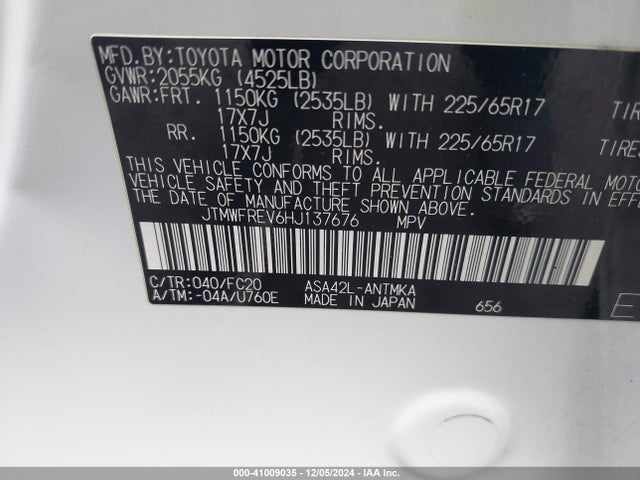 Toyota Rav4 Xle 2017 JTMWFREV6HJ137676 Image 9