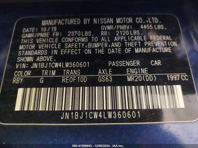JN1BJ1CW4LW360601 Nissan Rogue Sport S Awd Xtronic Cvt