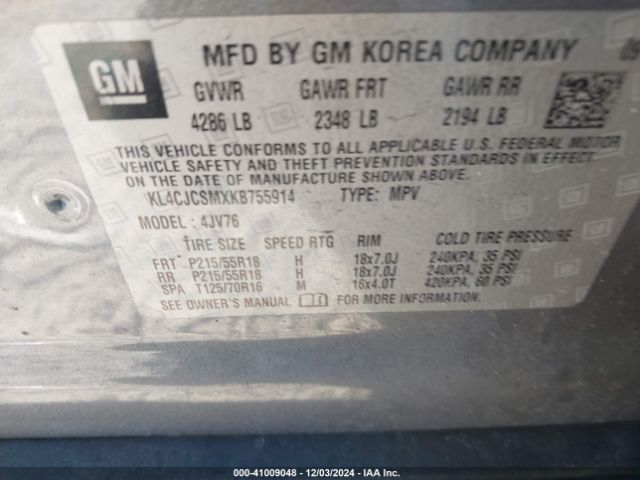 KL4CJCSMXKB755914 Buick Encore Fwd Essence