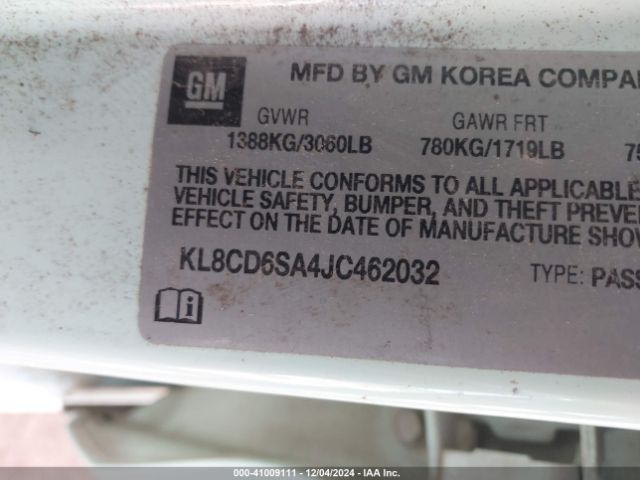 KL8CD6SA4JC462032 Chevrolet Spark 1lt Cvt