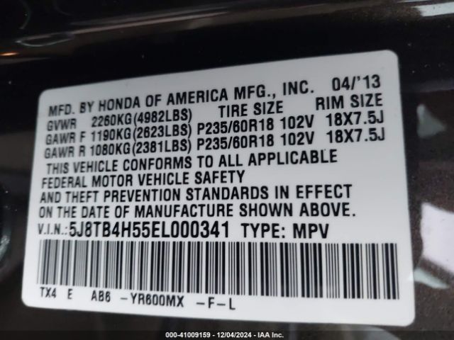 5J8TB4H55EL000341 Acura RDX