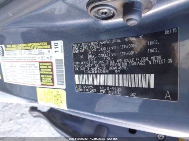 5TDKK3DC0FS626629 Toyota Sienna Le 8 Passenger