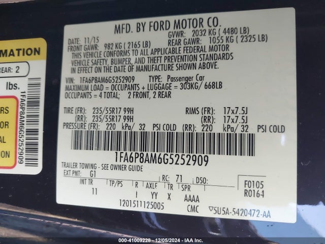 Ford Mustang V6 2016 1FA6P8AM6G5252909 Image 9