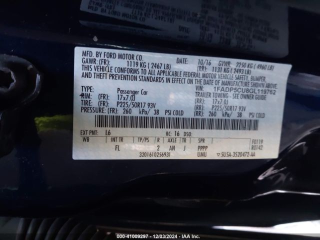 1FADP5CU8GL119762 Ford C-max Energi Sel