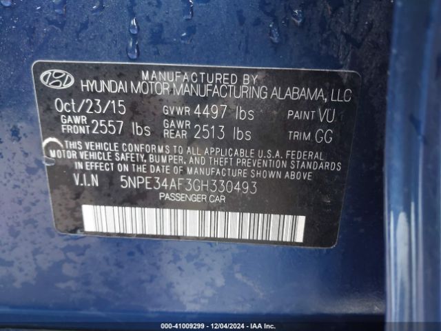 5NPE34AF3GH330493 Hyundai Sonata Sport