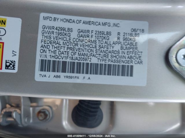 1HGCV1F18JA205972 Honda ACCORD LX