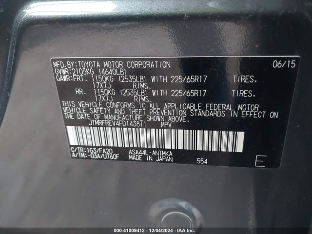 JTMRFREV4FD143811 Toyota Rav4 Xle