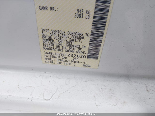Nissan Altima S Fwd 2020 1N4BL4BV9LC237630 Image 9