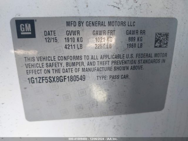 1G1ZF5SX8GF180549 Chevrolet MALIBU 2LT