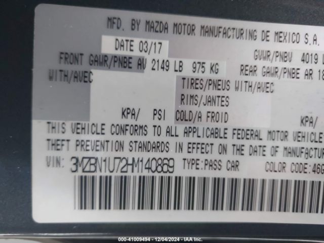 3MZBN1U72HM140869 Mazda Mazda3 Sport
