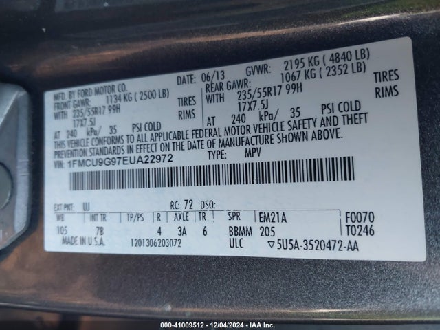 Ford ESCAPE SE 2014 1FMCU9G97EUA22972 Image 9