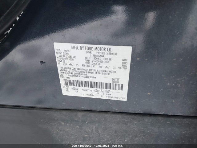 Ford Explorer Limited 2017 1FM5K8F83HGD75570 Image 9