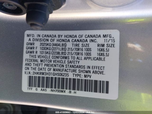 2HKRM3H31GH506235 Honda CR-V LX