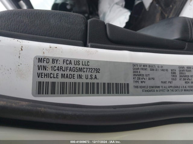 1C4RJFAG5MC772792 Jeep Grand Cherokee Laredo X 4x4