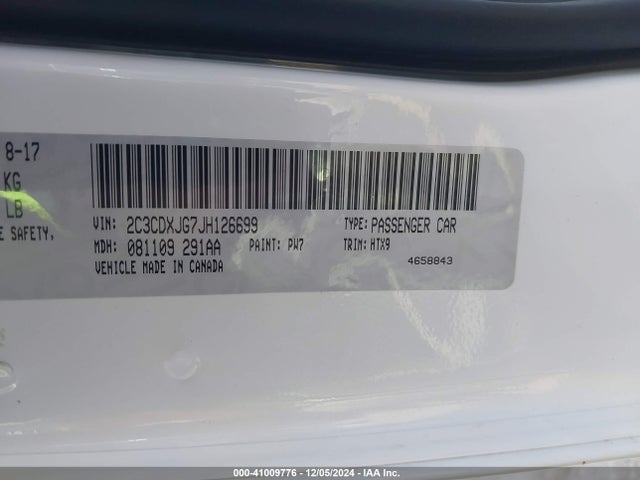 2C3CDXJG7JH126699 Dodge Charger Gt Awd