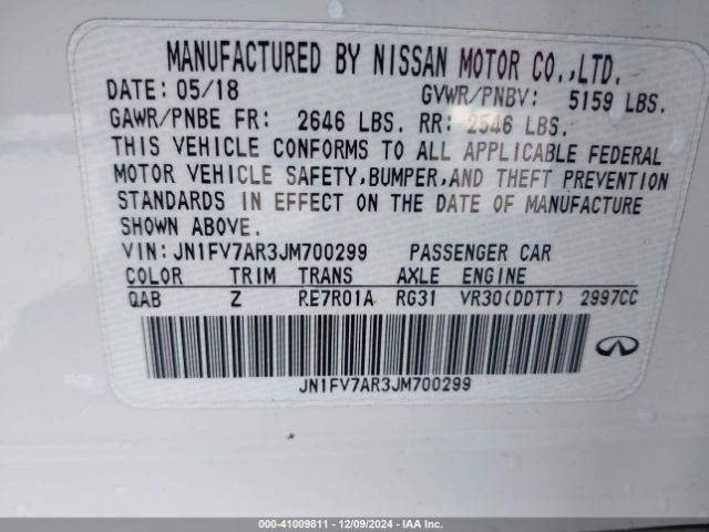 JN1FV7AR3JM700299 Infiniti Q50 3.0t Red Sport 400