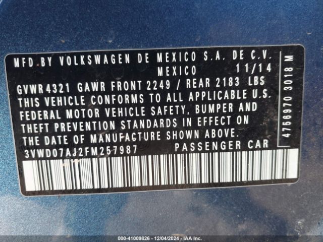 3VWD07AJ2FM257987 Volkswagen Jetta 1.8t Se