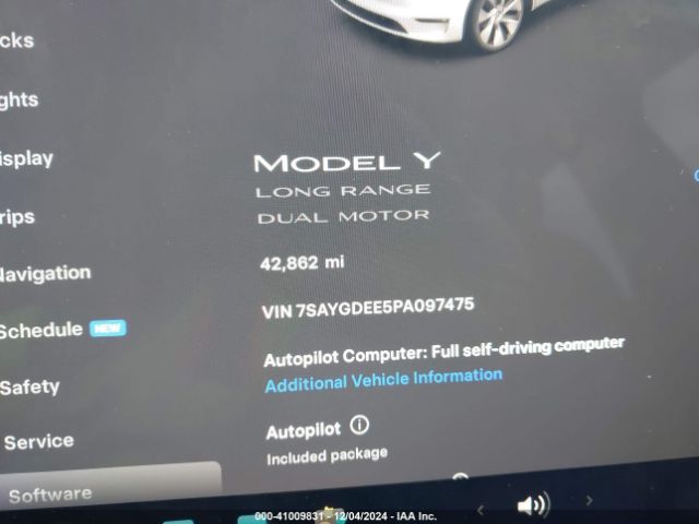 7SAYGDEE5PA097475 Tesla Model Y Awd/long Range Dual Motor All-wheel Drive