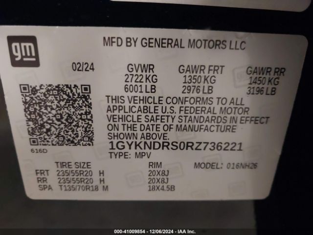 1GYKNDRS0RZ736221 Cadillac Xt5 Awd Premium Luxury
