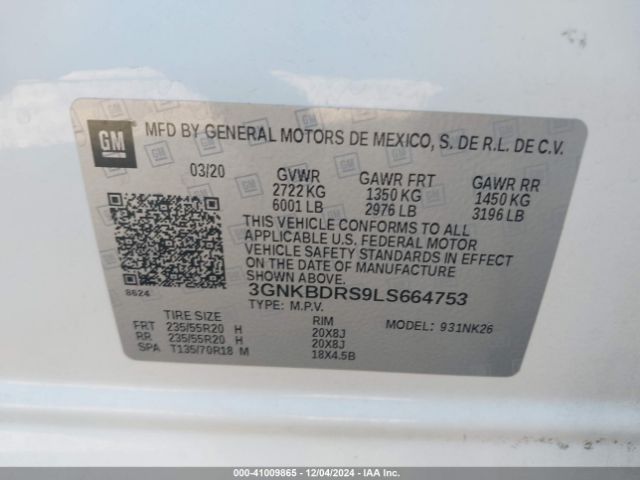3GNKBDRS9LS664753 Chevrolet Blazer Fwd 3lt