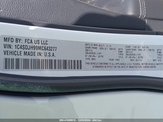 Dodge Durango Srt Hellcat Awd 2021 1C4SDJH99MC643277 Image 9