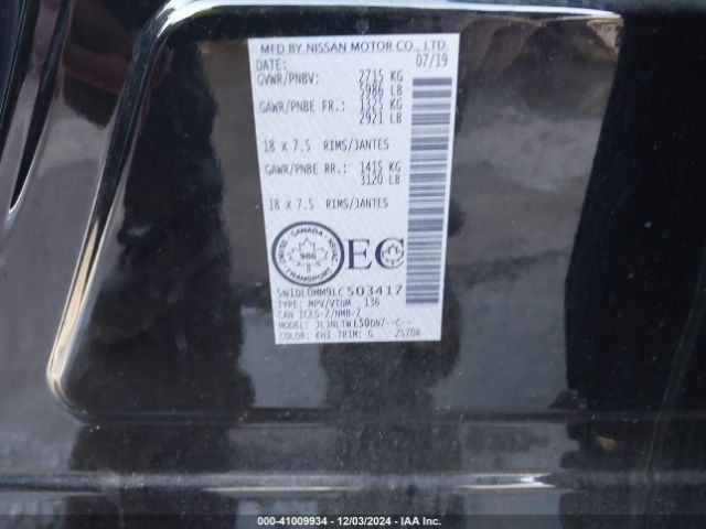 5N1DL0MM9LC503417 Infiniti Qx60 Luxe Awd/pure Awd/signature Edition Awd